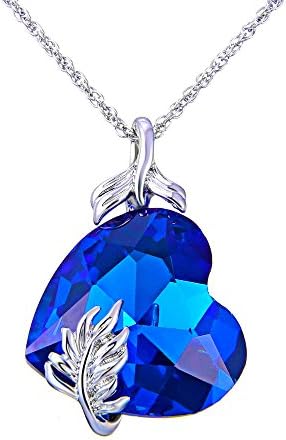 Blue Heart Pendant Necklace Platinum Plated Gifts For Women, Jewelry with a Luxury Gift Bag for Easy Gift Giving Womans Necklace Birthdays Gifts For Women Gifts For Girls