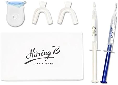 [Haring B] Premium Teeth Whitening Starter Kit with Blue LED Light System, 2 Gel Syringes, 2 Trays, 35% Carbamide Peroxide