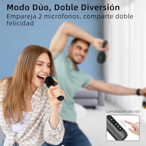 Microfono Karaoke Bluetooth SingFree, 5 en 1 Micrófono Inalámbrico con Bocina y Luz para Cantar Fiesta, Mic Multiproposito para Niño Adulto Regalo, Compatible con Teléfono, PC, Tableta, FM del Coche