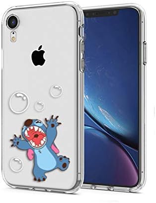 iPhone XR Case, Stitch Playing Bubble 3D Printed Soft Clear Cute Ultra Slim Case