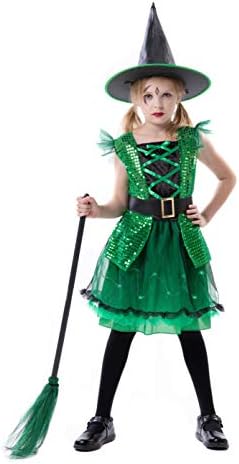 RJ LegendGreen Witch Costume For Girls - Fun Dress Up Cosplay Witch For Little Girls