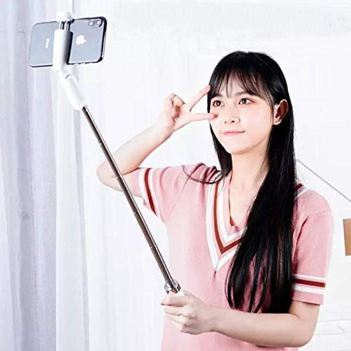 Selfie Stick and Tripod 2 in 1, Height Telescopic Tripod Stand and Angle Adjustable Phones Holder, Wireless Remote to Get Selfie at Home or Travel, Pearl White