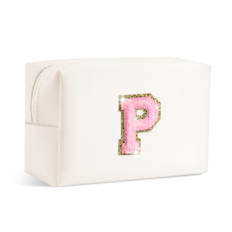 SEFORICO Small Makeup Bags for Women - Waterproof Leather Cosmetic Bag A-Z Personalized Bag Portable Travel Women's Purse Girls Gifts