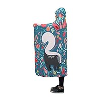 QYUESHANG Hooded Blanket Botanical Garden with Skunk and Blooming Flowers Spring Leaves Cartoon Blanket 60x50 Inch Comfotable Hooded Throw Wrap