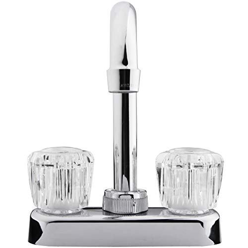 Dura Faucet DF-PB150A-CP RV Bar Faucet with Crystal Acrylic Knobs - 6-inch Spout (Chrome)
