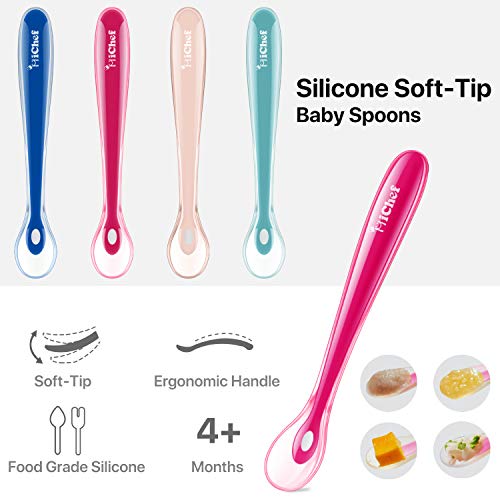 Baby Food Feeder Fruit Feeder Pacifier (2 Pack) with 3 Different Sized Silicone Pacifiers, Mash and Serve Bowl with 4 Baby Spoons Silicone Soft-Tip Infant Spoon, Baby First Stage Feeding Set by MICHEF - Thumbnail 4