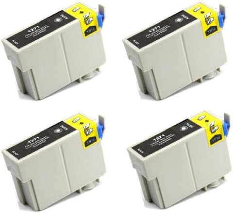 Virtual Outlet ® 4 Pack Remanufactured Black Inkjet Cartridges for Epson T127 #127, T127120 Compatible with Epson Stylus NX625, Stylus NX530, WorkForce 633, WorkForce 630, WorkForce 635, Workforce 840, Workforce 645, Workforce 845, WF-7010, WF-7510, WF-7520, WorkForce 60, WorkForce 545, WorkForce WF-3540, WorkForce WF-3520, WorkForce WF-3530 (4 Black)