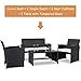 Goplus 4-Piece Rattan Patio Furniture Set Garden Lawn Pool Backyard Outdoor Sofa Wicker Conversation Set with Weather Resistant Cushions and Tempered Glass Tabletop (Black)