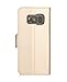 FYY Leather Case with Mirror for Samsung Galaxy S8, Leather Wallet Flip Folio Case with Mirror and Wrist Strap for Samsung Galaxy S8 Gold
