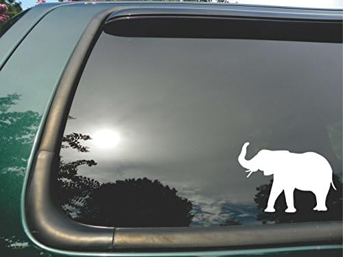 Elephant Silhouette 2- Die Cut White Vinyl Window Decal/sticker for Car or Truck 7"x5"