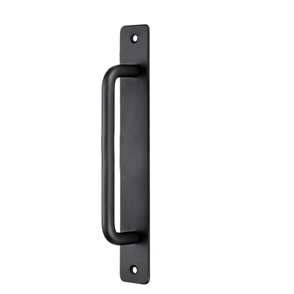 Tiberham Sliding Door Handle, 180 mm Heavy Duty Pull Push Door Handles with Back Plate, Gate Handle Toilet Door Pull Plate Wooden Cabinet Cupboard Handle Hardware (Black)