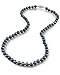 THE PEARL SOURCE 14K Gold Round Genuine Black Japanese Akoya Saltwater Cultured Pearl Necklace in 18