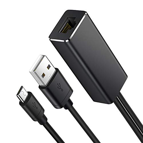Snowpink Ethernet Adapter for Fire TV Stick (2nd GEN),Chromecast Ultra/2/1/Audio, Google Home Mini, Micro USB to RJ45 Ethernet Adapter with USB Power Supply Cable (3.3ft)