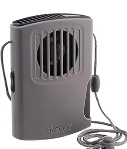 O2COOL Misting Necklace Fan For Personal Cooling With Lanyard, Battery Powered (Grey)