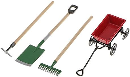 gzzebo 3Pcs Simulation Doll House Mini Shovel Rake Hoe Miniature Dollhouse Working Accessories