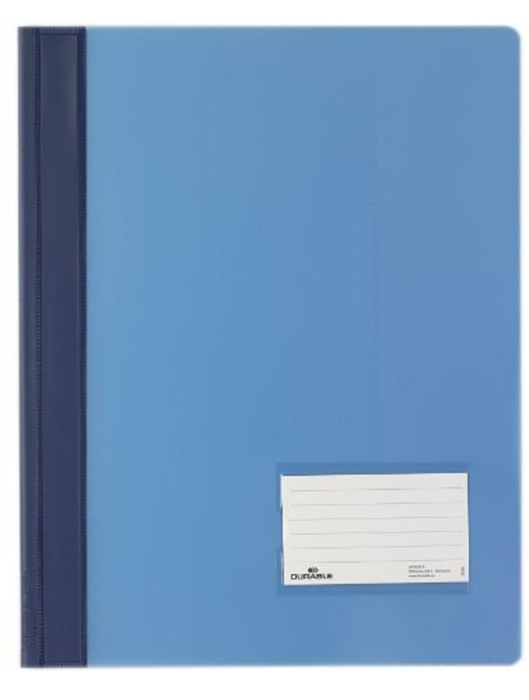 Durable DURALUX A4 Document Folder Blue | Made From PVC | Extra Wide For Filing Punched Pockets | Pack of 25