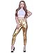HDE Women's Plus Size Clubwear Shiny Metallic Leggings Liquid Wet Look Pants (Gold