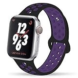 YC YANCH Greatou Compatible for Apple Watch Band 38mm 40mm,Soft Silicone Sport Band Replacement Wrist Strap Compatible for iWatch Apple Watch Series 5/4/3/2/1,Nike+,Sport,Edition,M/L,Black Hyper Grape