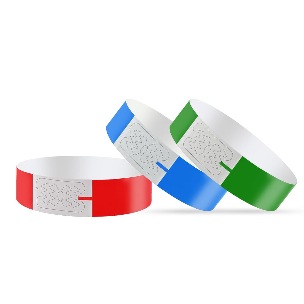 Vicloon Event Wristbands, 300pcs Paper Like Bracelets, Paper Wristbands Neon Wristbands Festival Wristbands for Events Arm Bands Party Wristbands for Events Clubs Lightweight Concert Wristbands