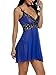 Avidlove Women V Neck Babydoll Strap Lingerie Lace Chemise Teddy Outfits (XL, Blue)