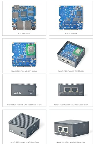 Nanopi R2S Plus Wireless Mini WiFi Router OpenWRT, Portable Smart Home Office Gateway, Rockchip RK3328 Soc DDR4 1GB RAM 32GB eMMC, Onboard Dual Gbps Ethernet M.2 WiFi Module Support Debian Ubuntu