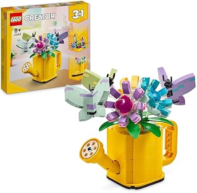 Creator 3in1 Flowers in Watering Can Toy to Welly Boot to 2 Birds on a Perch, Animals Set for Girls, Boys & Kids, with 3 Butterfly Toys, Makes a Great Desk Accessory, Nature Gift 31149