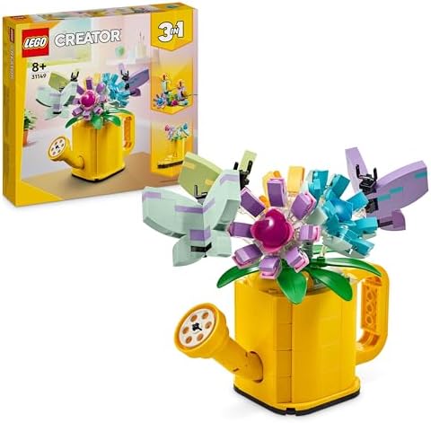 Creator 3 en 1 Flores en Regadera, Convertible en Bota de Agua o 2 Pájaros de Juguete Posados en una Percha, Juego Creativo con Animales de Regalo para Niñas y Niños de 8 Años o Más 31149