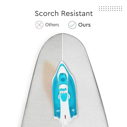 Encasa XO Ironing Board Covers and Pad135x45 cm - Metallised 'Silver Super Luxury' with Foam & Felt Pad, Fits X-Large Iron Boards - Heat Reflective, Scorch Resistant, Bungee Elasticated, 3 Fasteners