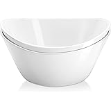 Yedio Salad Bowls Set, 40 Ounces Porcelain Serving Bowls for Kitchen, Large White Bowls for Soup, Oatmeal, Pasta, Snacks, Set