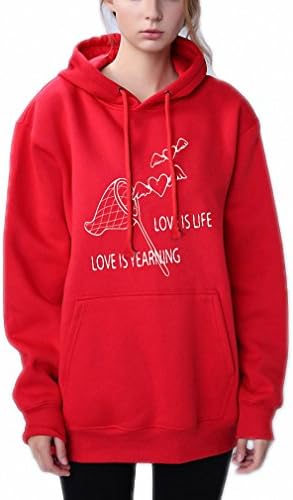 Pretty Youth Love womens hoodies Loose Leisure sweatshirt Simple School hoodie Thickening Warm pullover Autumn Winter Hoody Red S