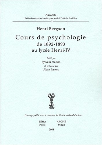 Cours de psychologie de 1892-1893 au lycée Henri-IV