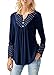 onlypuff Long Sleeve Shirts For Women Blue Blouse Tunic Tops Flare Hem Dots Royalblue XLarge