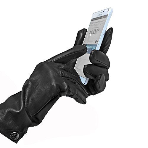 MoDA Men's Mr. Seattle Luxury Premium Leather Winter Driving Gloves with Touchscreen Technology