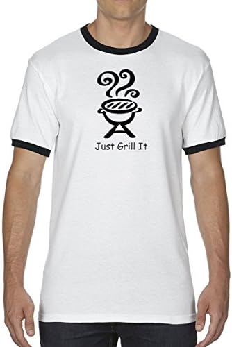 Unique Lines Just Grill IT 5.6 Oz. Ringer T-Shirts (2X-Large, White/Black)