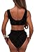 Almaree Lace Crochet High Waist Tie Side 2PCS Bikini Beachwear for Woman Black L