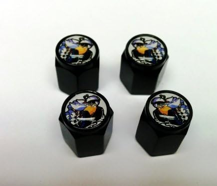 4 Valve Stem Caps Compatible with Scat Pack Hemi Challenger Charger (Black - Vintage)