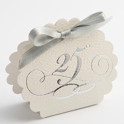 Scalloped Edge Favours – White Pelle 25th Anniversary (Pk 10 flat packed, without decorations) by DIY Wedding Favours
