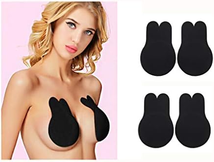 succeedtop Pet Push up Strapless Self Adhesive Bra Reusable Invisible for Backless Dress Sticky Bras Women Invisible Brassy Tape Breast Lifting Bra Tape Silicone Invisible Nipple (S, Black 2PC)