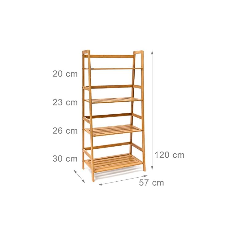 Relaxdays Bücherregal aus Bambus mit 4 Ablagen HxBxT: ca. 120 x 57 x 31