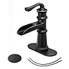 BWE Bathroom Faucet Oil Rubbed Bronze Single Handle Single Hole Waterfall Bathroom Sink Faucet with Drain Assembly with…