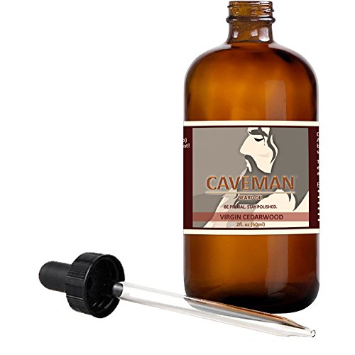 Caveman Virgin Cedarwood Beard Oil, Leave in Conditioner, 2oz, Cedarwood, Glass Bottle with Dropper