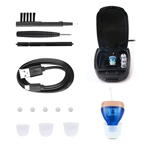 TKING Rechargeable Hearing Amplifier for Adults,Superior Noise Reduction & Feedback Cancelling,Aid and Assist Hearing (Blue, Rechargeable Type)