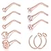 Kangyijia 20G 10Pcs Nose Studs Rose Gold Surgical Steel L-Shape Nostril Studs Screws Nose Ring Hoop Piercing