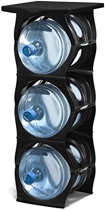 U Water Cooler Bottle Rack (3 Bottle with Shelf, Black)
