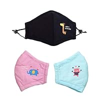 3-Pack PM 2.5 Kids Adults Cotton Face Mouth Mask with Filter Dustproof Anti-flu Warm
