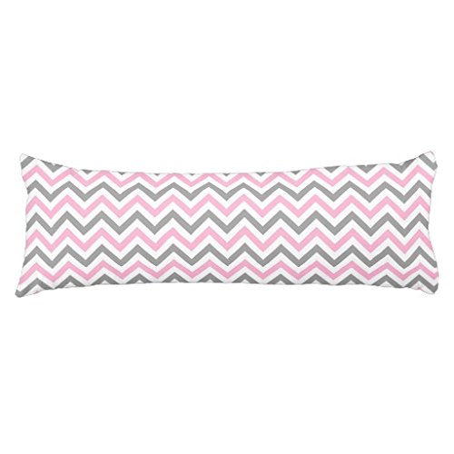 Pink Dk Gray Wht Large Chevron ZigZag Pattern Body Pillow