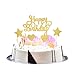 Tangible Creation, Happy Birthday Cake Topper 14 packs valueset for cup cake topper with Heart and Star Glitter Gold Decoration.