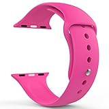 MoKo Apple Watch Band Series 1 Series 2, Soft Silicone Replacement Sports Band for 42mm Apple Watch 2015 & 2016 All Models, Barbie PINK (Not fit 38mm Versions)