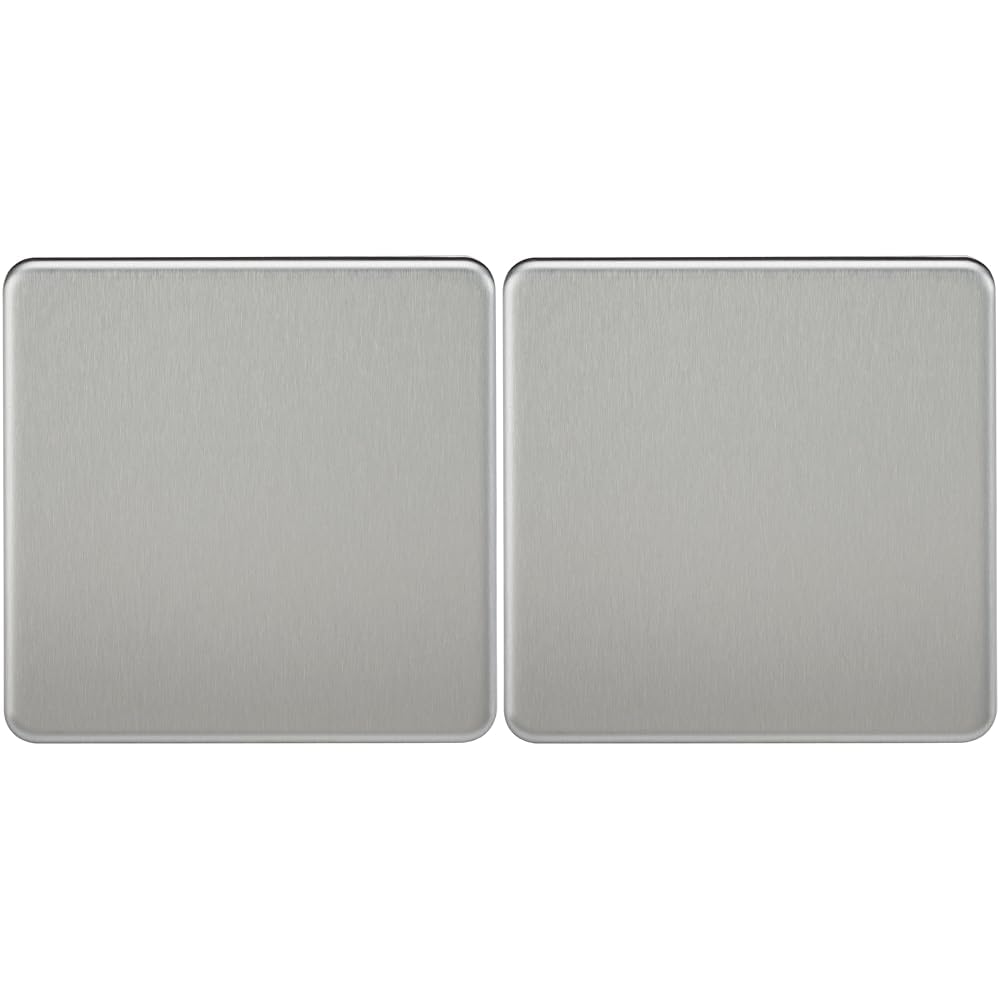 Knightsbridge SF8350BC Screwless 1-Gang Blanking Plate, Brushed Chrome (Pack of 2)