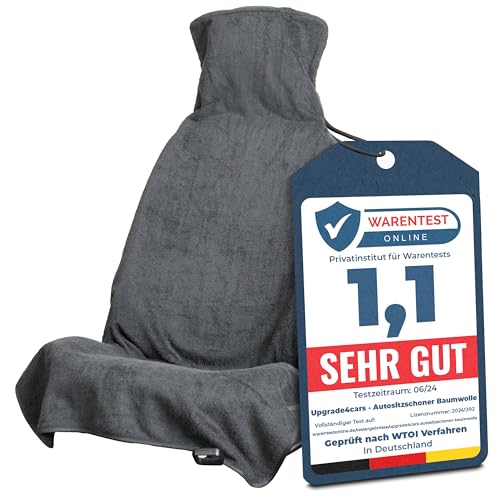 Upgrade4cars Terry Cloth Car Seat Protector for Front Seats, Driver's Seat Protective Cover Made of Cotton in Grey, Towel Car Seat Cover for Sports, Work, Summer and Winter